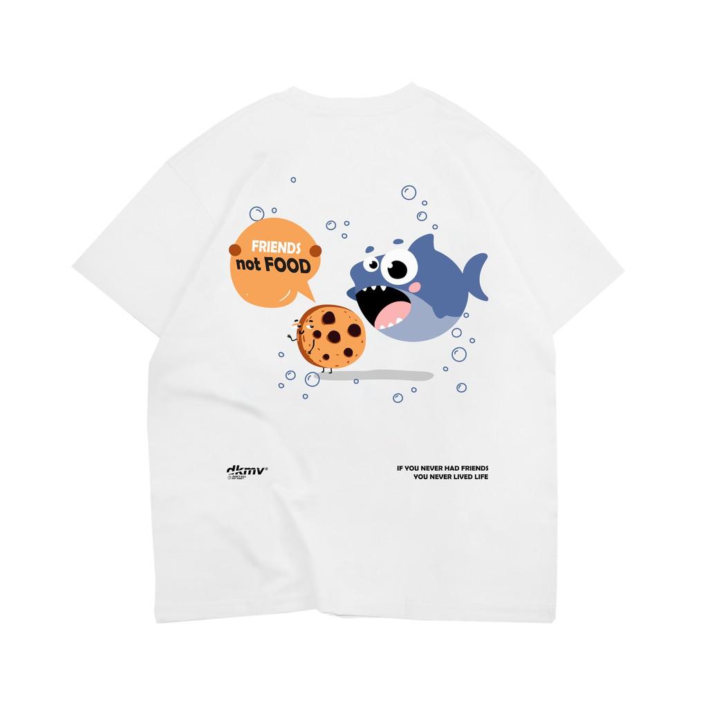 Áo thun nữ cotton màu trắng in hình | DKMV White Friends Not Food Tee