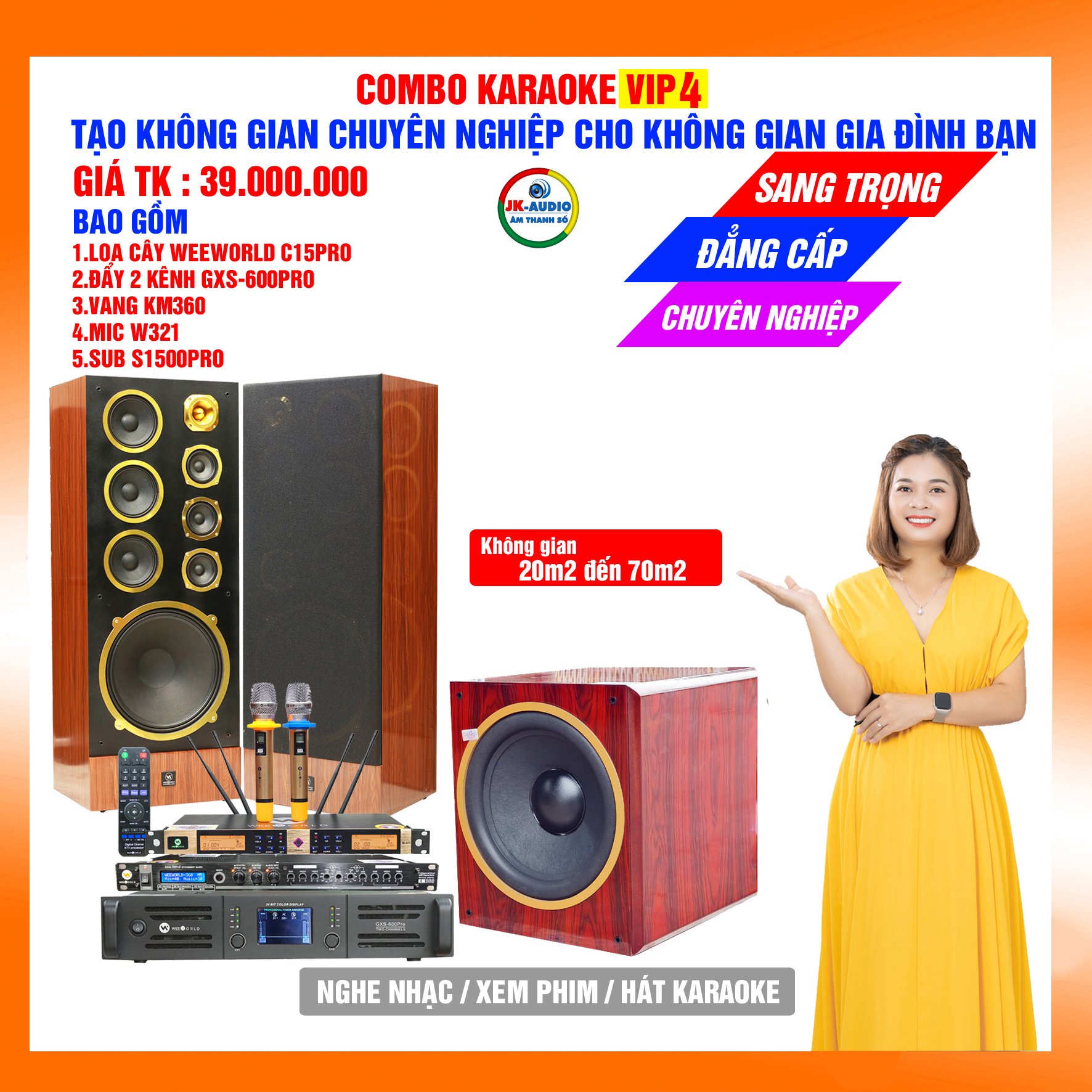 Dàn karaoke gia đình loa C15pro giá 39 triệu đồng - Hàng chính hãng