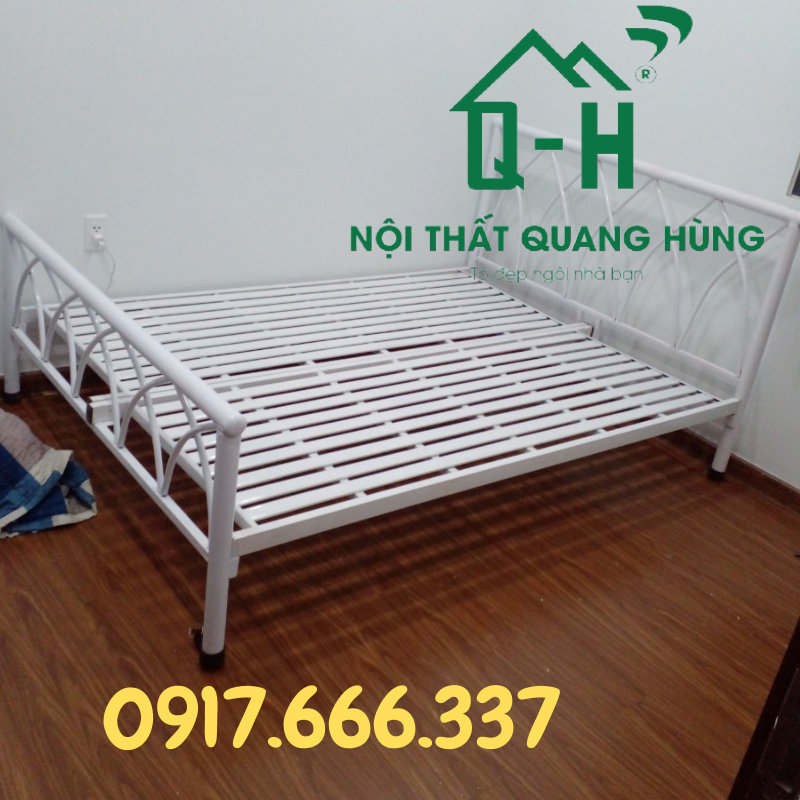 GIƯỜNG SẮT THIẾT KẾ  ĐẦU GIƯỜNG CHỮ X MÀU TRẮNG DÀNH CHO GIA ĐÌNH