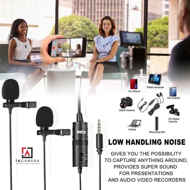 Mic Thu Âm Cài Áo Cho 2 Người BOYA BY-M1DM - Hàng Chính Hãng