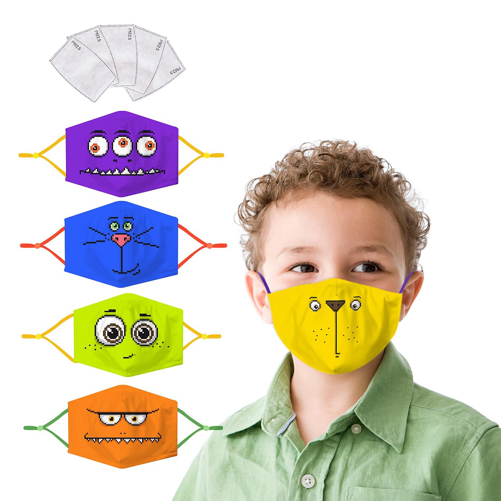 Khẩu trang vải dành cho trẻ kèm 5 miếng lót với bô lọc có thể giặt được