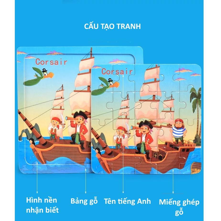 COMBO 10 TRANH XẾP HÌNH GỖ PUZZLE 20 MIẾNG CHO BÉ LOẠI ĐẸP