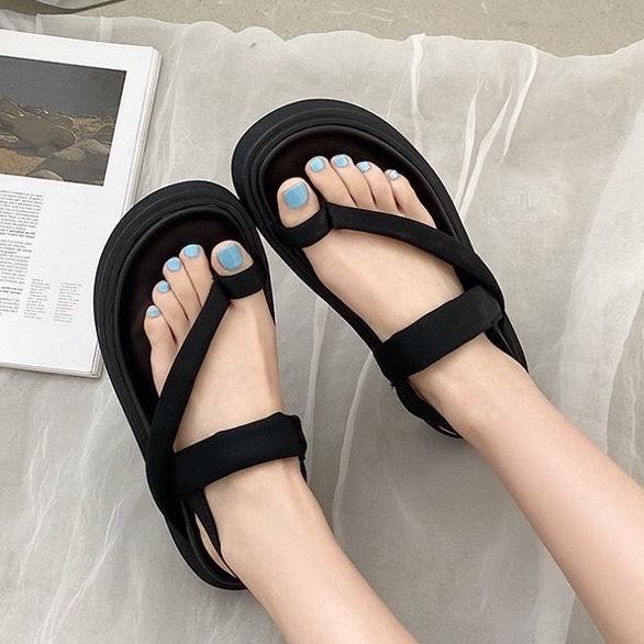 Giày sandal nữ xỏ ngón chéo Ulzzang quai nhựa mềm đế cao su đi mưa chống trơn siêu bền iDÉP- GL084