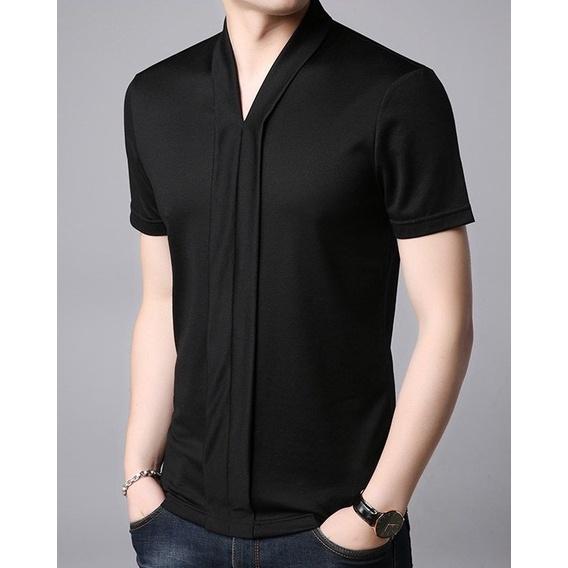 áo sơ mi cộc thay thiết kế cổ chữ V sang chảnh và độc đáo, nam tính và lôi cuốn, áo mềm mịn, thoáng mát - N15