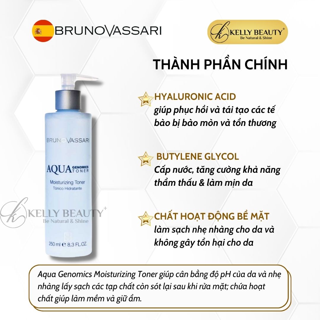 Toner Cấp Ẩm Cho Da Khô Mất Nước Aqua Genomics Moisturizing Toner | Bruno Vassari