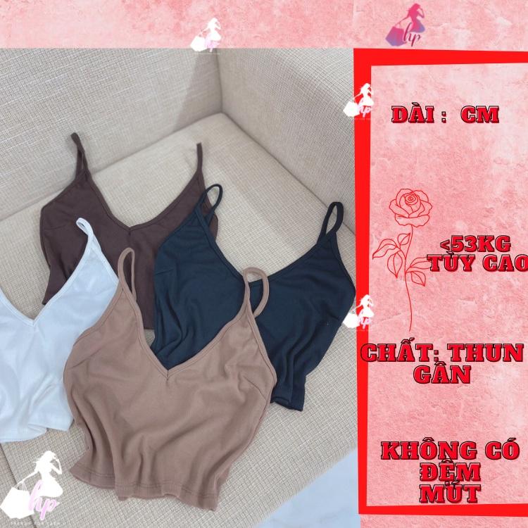 Áo 2 dây nữ đẹp cổ V thun gân, áo croptop ôm body dễ thương kiểu hàn quốc A186