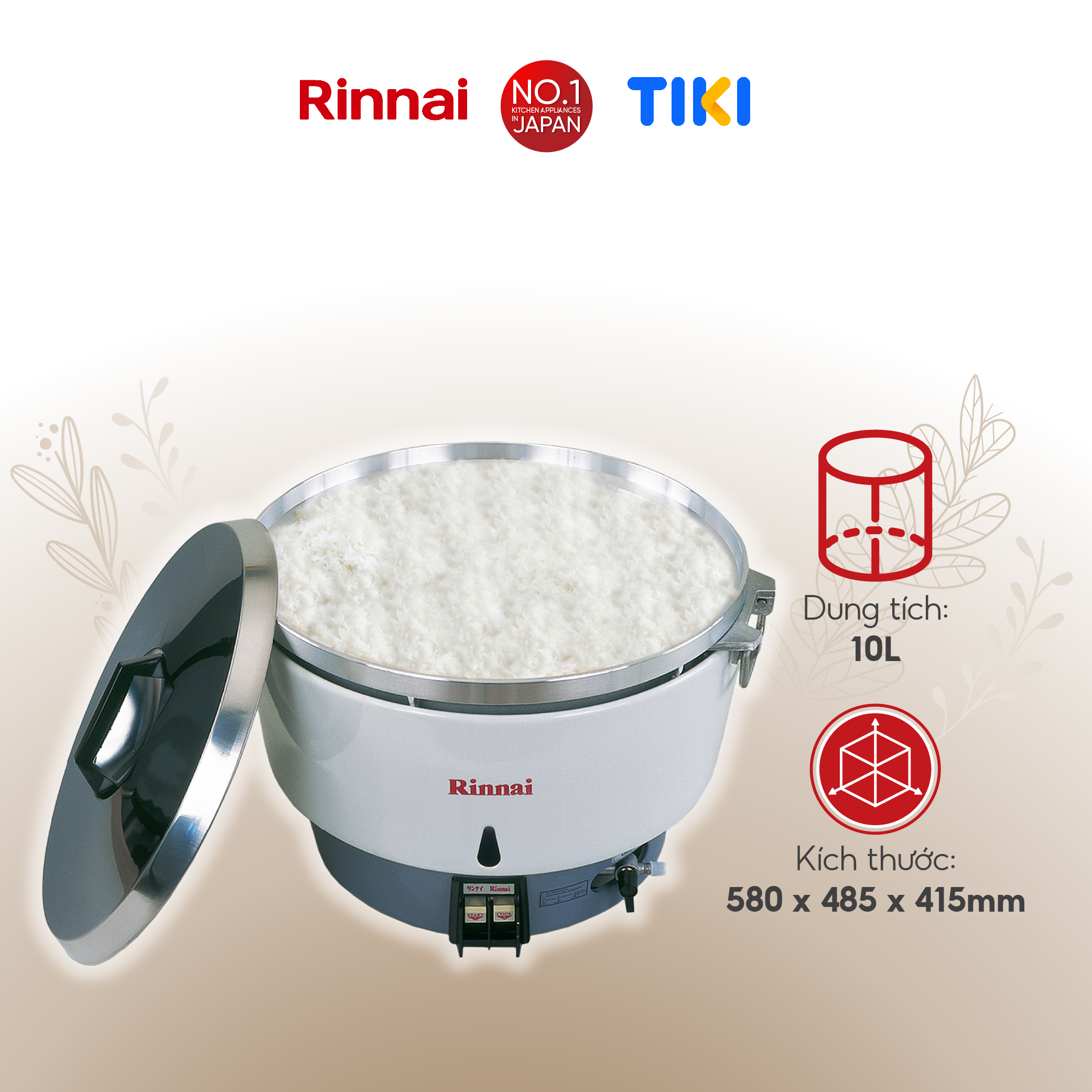 Nồi cơm gas Rinnai RTL-R10 dung tích 10 lít - Hàng chính hãng.