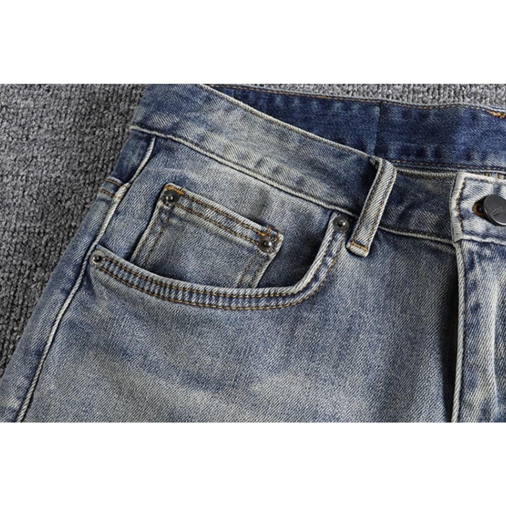 Quần short jean wash bụi phong cách Retro_Vinstage dã ngoại - jean sáng