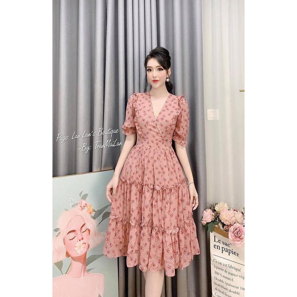Đầm xòe hoa tầng tiểu thư xinh xắn
