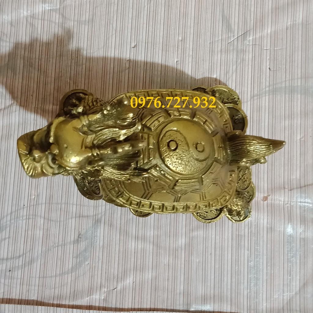 Rùa đầu rồng bàng đồng dài 12cm, long quy lưng bát quái, giá long quy bằng đồng