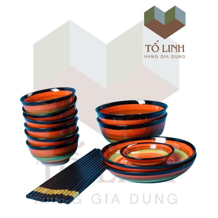 Bộ Dụng Cụ Bàn Ăn Sứ Cầu Vòng Cao Cấp,Chén Cơm Sứ Cầu Vòng Cao Cấp 11.5cm