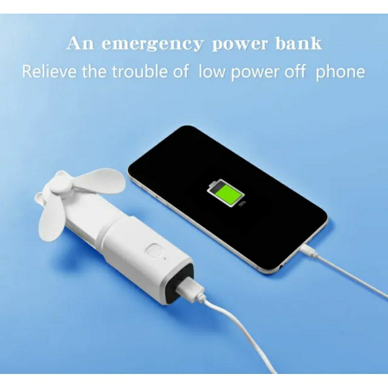 Quạt cầm tay mini bỏ túi TEKKIN 2000mah kiêm sạc dự phòng - Hàng chính hãng / Hàng nhập khẩu