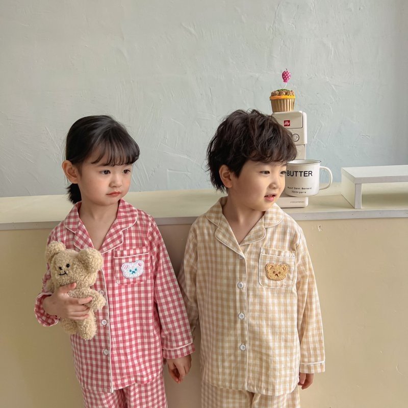 Đồ ngủ bé gái, Pijama cho bé gái, bé trai Habi Fashion HB89 họa tiết caro cho bé 18-40Kg