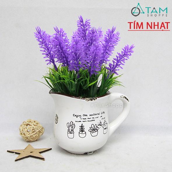 Chậu hoa Lavender giả để bàn ly gốm Vintage F-CHĐB-19