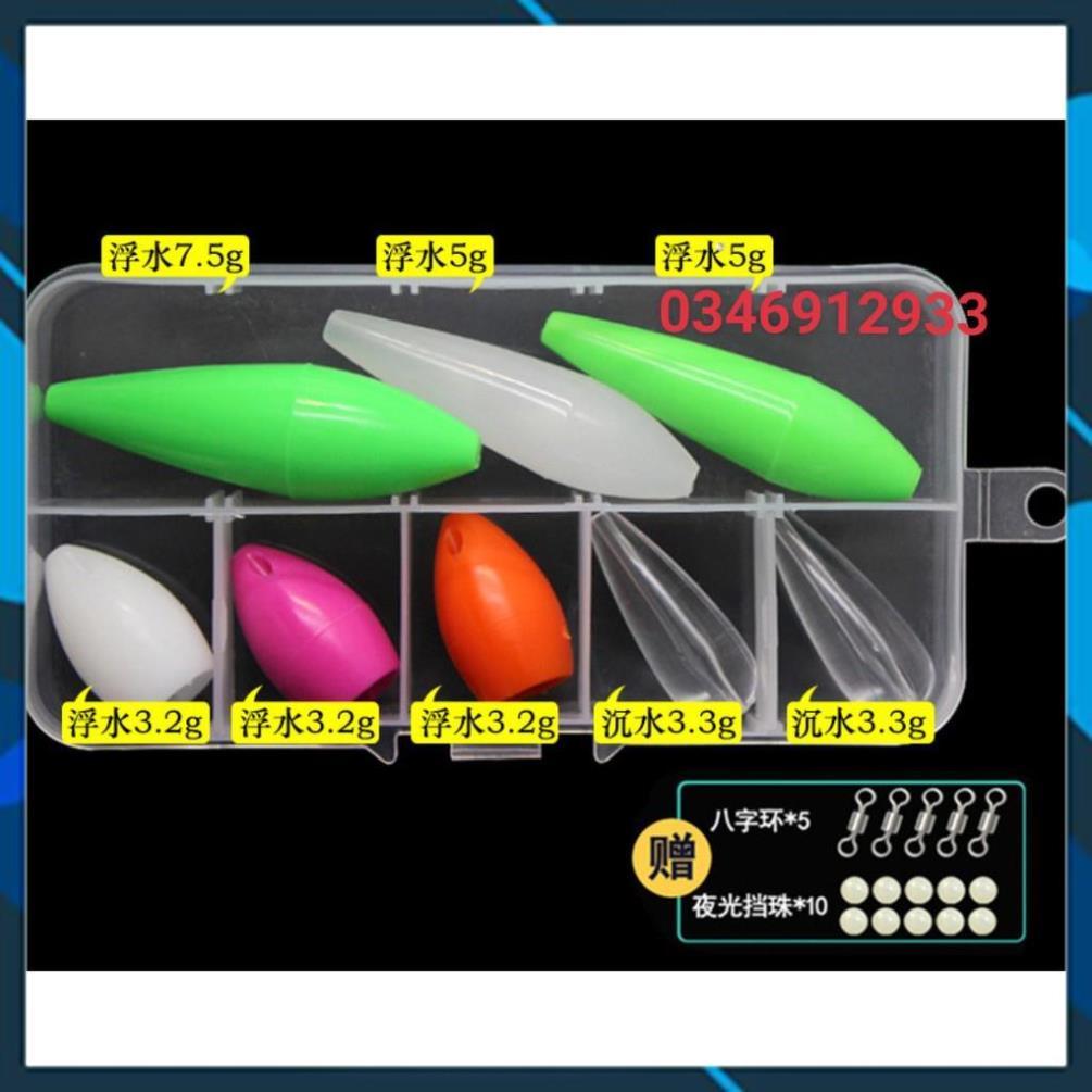 Combo Hộp 8 Hạt Kèm Phụ Kiện Hỗ Trợ Ném Xa Dùng Câu Lure_ BM_03
