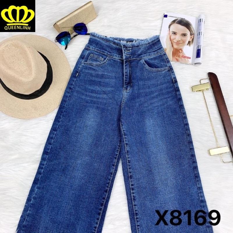 Quần bò nữ,quần jeans ống rộng lưng cao, vải bò dày dặn chuẩn Qc shop cam kết chất lượng 100%