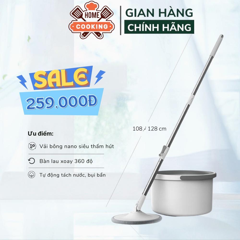 Chổi lau nhà thông minh tách nước bẩn K9 xoay 360 độ, cây lau nhà tự vắt thông minh kèm xô thế hệ mới, tặng 2 bông lau