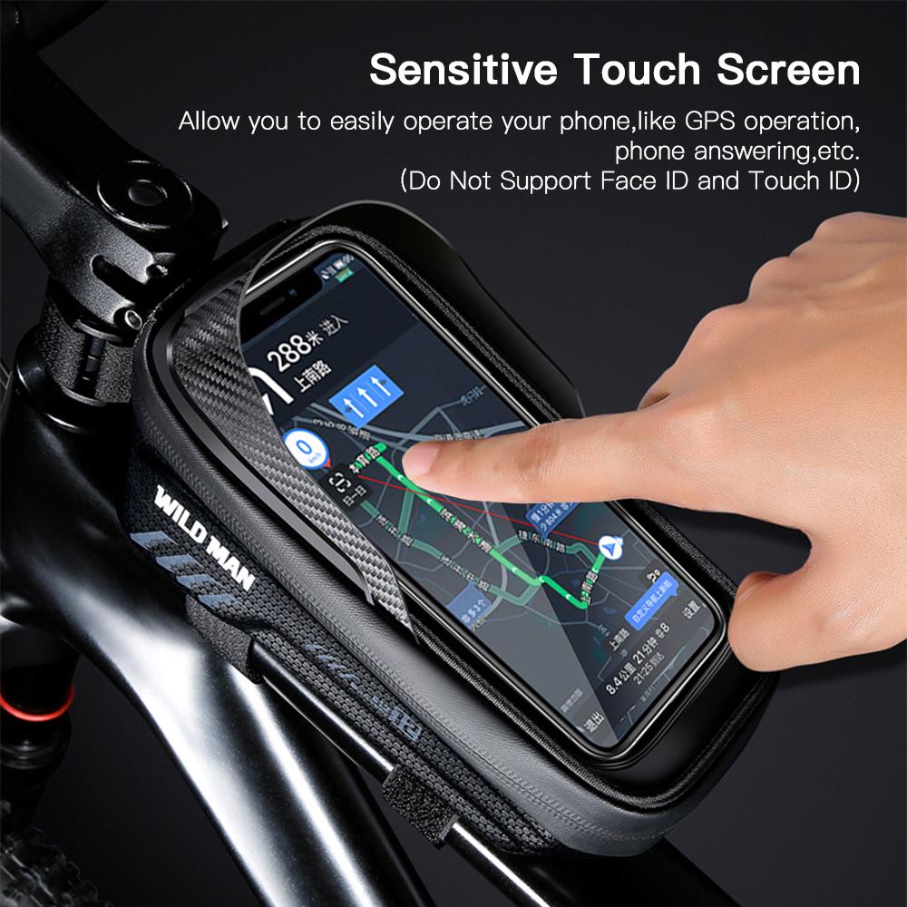 WILD MAN E12 Bike Phone Bag Waterproof Top Tube Bag Bicycle Touchscreen Phone Mount Bag Cycling Frame Bag