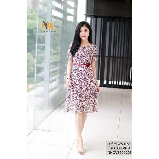 Đầm xoè đai cuốn hoa cao cấp NK sale