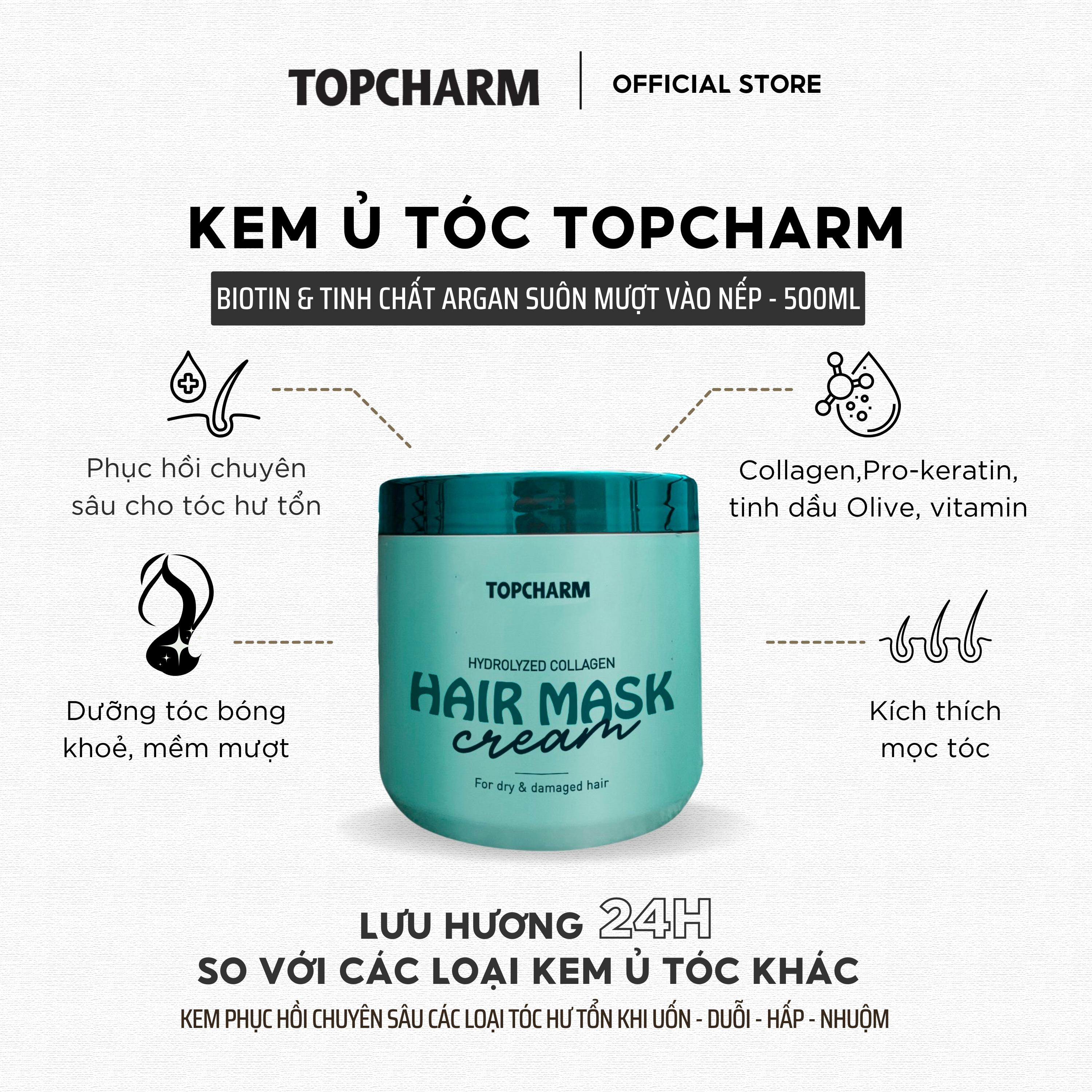 Kem Ủ Tóc Hương Sake TOPCHARM Suôn Mượt Vào Nếp, Kích Mọc Tóc Dày  Hũ 500ml