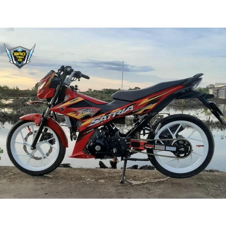 Tem rời dán xe satria fi dán xe đỏ vàng