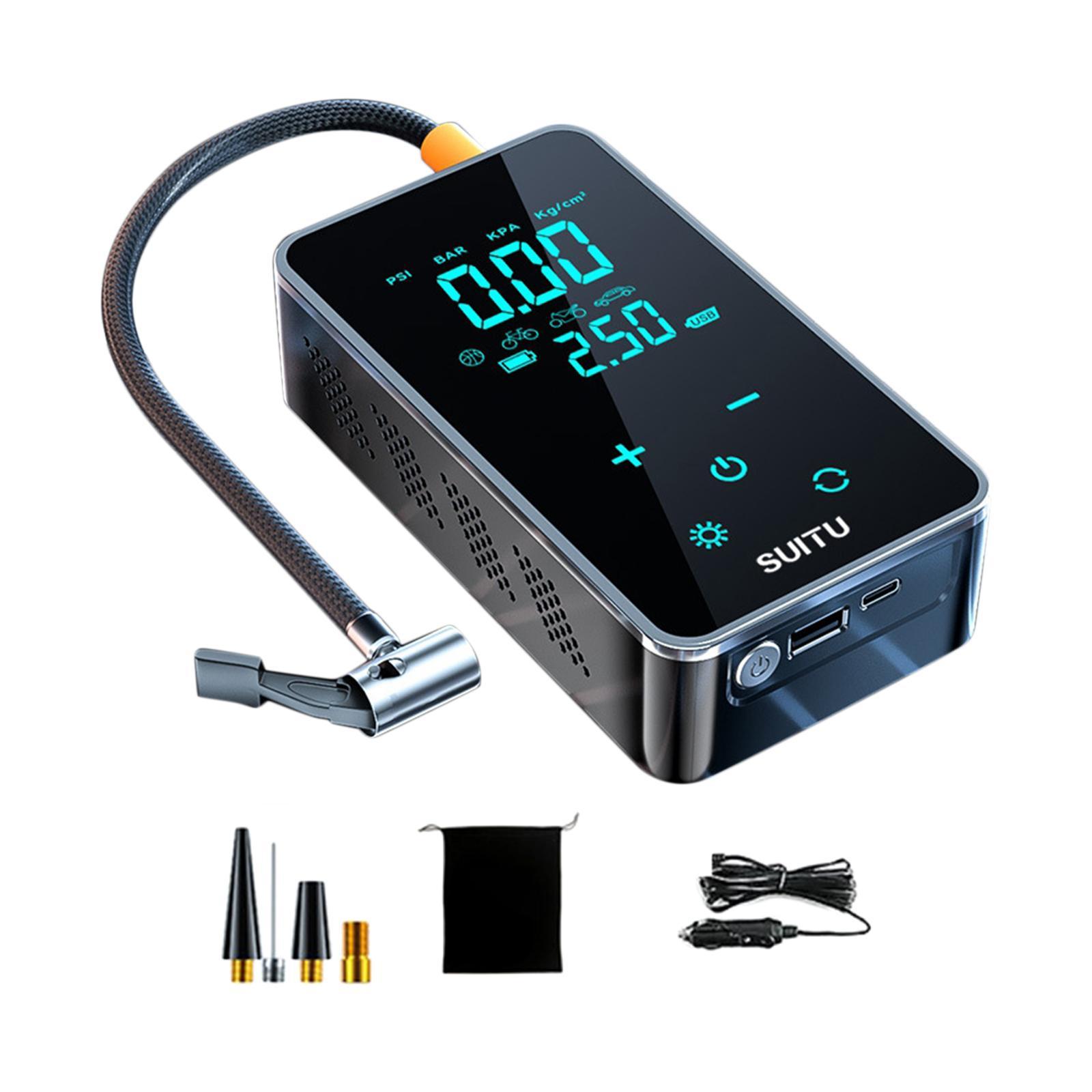 Tire Pump Tire Inflator 5V1A Multifunctional Charging Stop Rechargeable Mini Car with Cable Tire Inflatable Pump Touch Screen