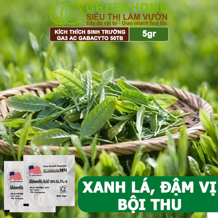 Phân Bón Lá GA3 Greenhome, 40TB, Viên 5gr, Dạng Sủi Tiết Kiệm, Thúc Đẩy Ra Đọt, Bông Lớn, Trái To