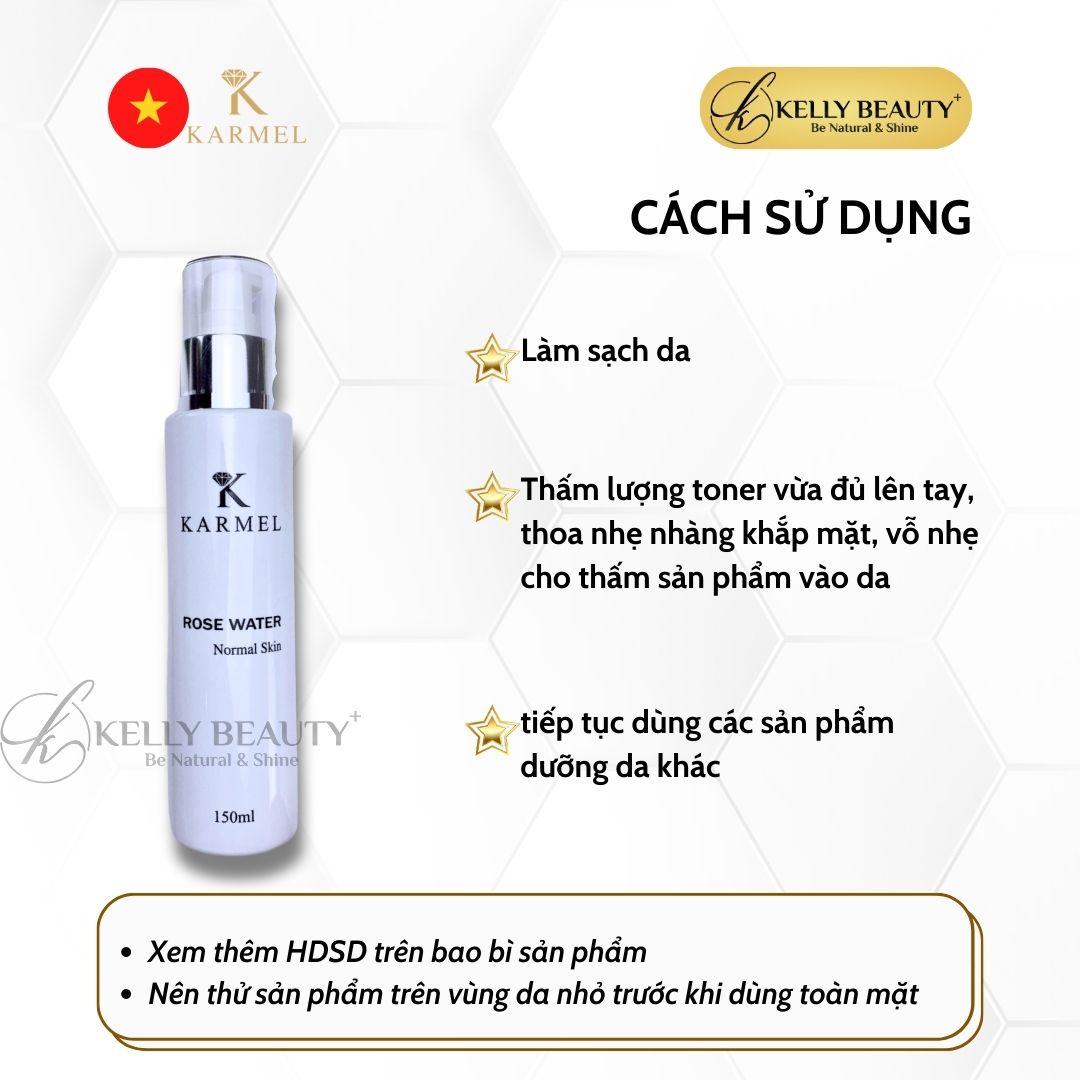 Nước Hoa Hồng Da Khô Karmel Rose Water Normal Skin - Cân Bằng Độ pH, Cấp Ẩm; Se Nhỏ Lỗ Chân Lông | Kelly Beauty