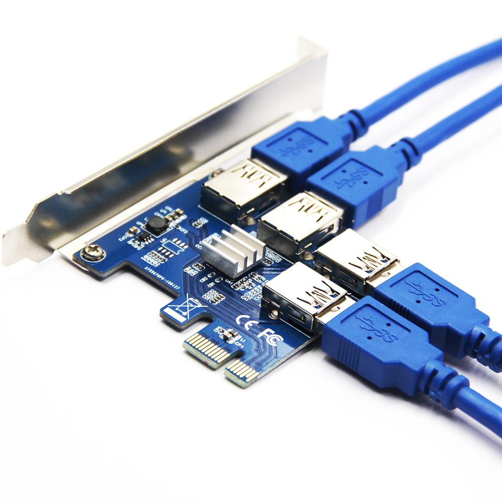 PCI-E to USB3.0 Adapter Card High Speed Transmission Converter Card with 4 USB3.0 Ports Desktop Computer Expansion Card