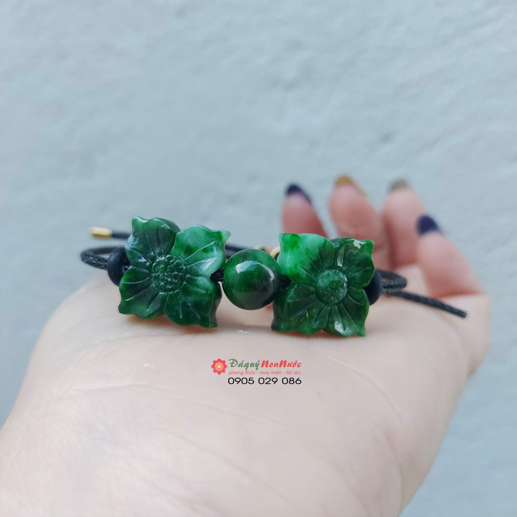 Vòng đeo tay Nữ đá ngọc sơn thủy hình 2 bông hoa - đá Non Nước
