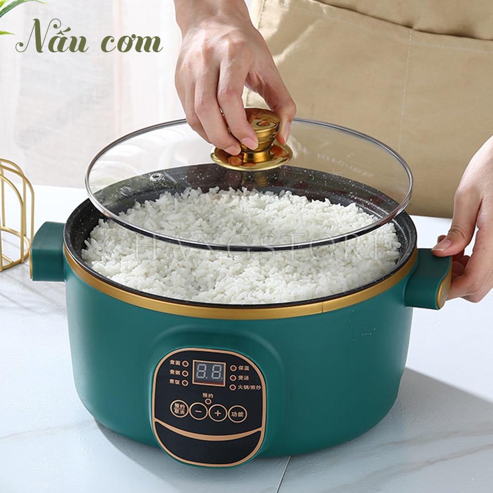 Nồi Lẩu Điện Đa Năng Chống Dính Vân Đá ELECTRIC COOKER POT Shanban 24cm Kèm Hấp Inox Cao Cấp.