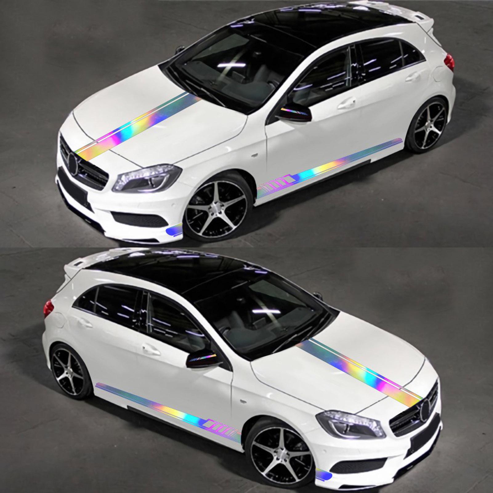 5 Pieces  Reflective Stripe Vinyl Car Side Sticker Auto Body Racing Sports Decals Universal Car Truck DIY Decal Stripe