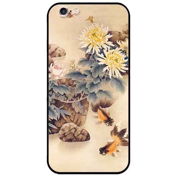 Ốp lưng in cho Iphone 6/6s Mẫu Hoa Và Cá Cam