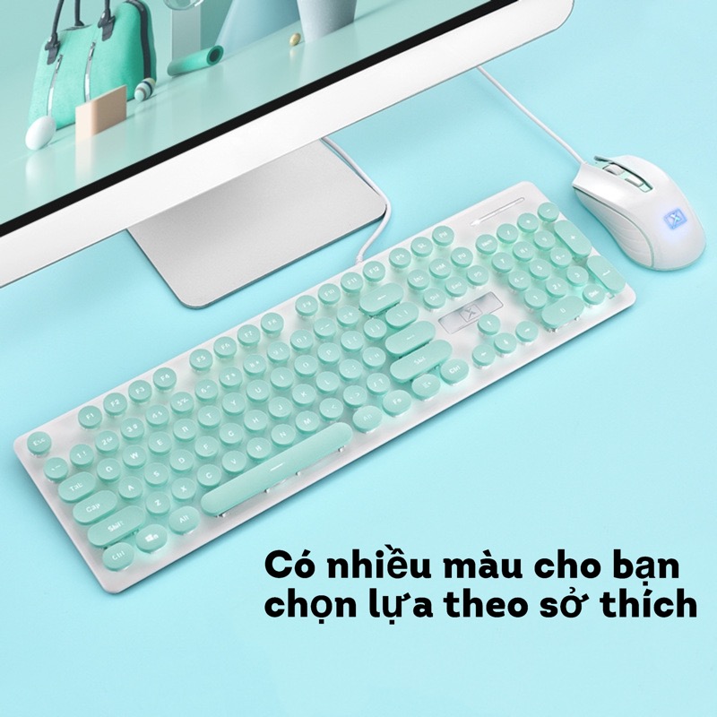 Bộ Bàn Phím Và Chuột Siêu Xinh N518 Cao Cấp Có Đèn Led Sáng Chữ, Bấm Siêu Chuẩn - Hàng Chính Hãng