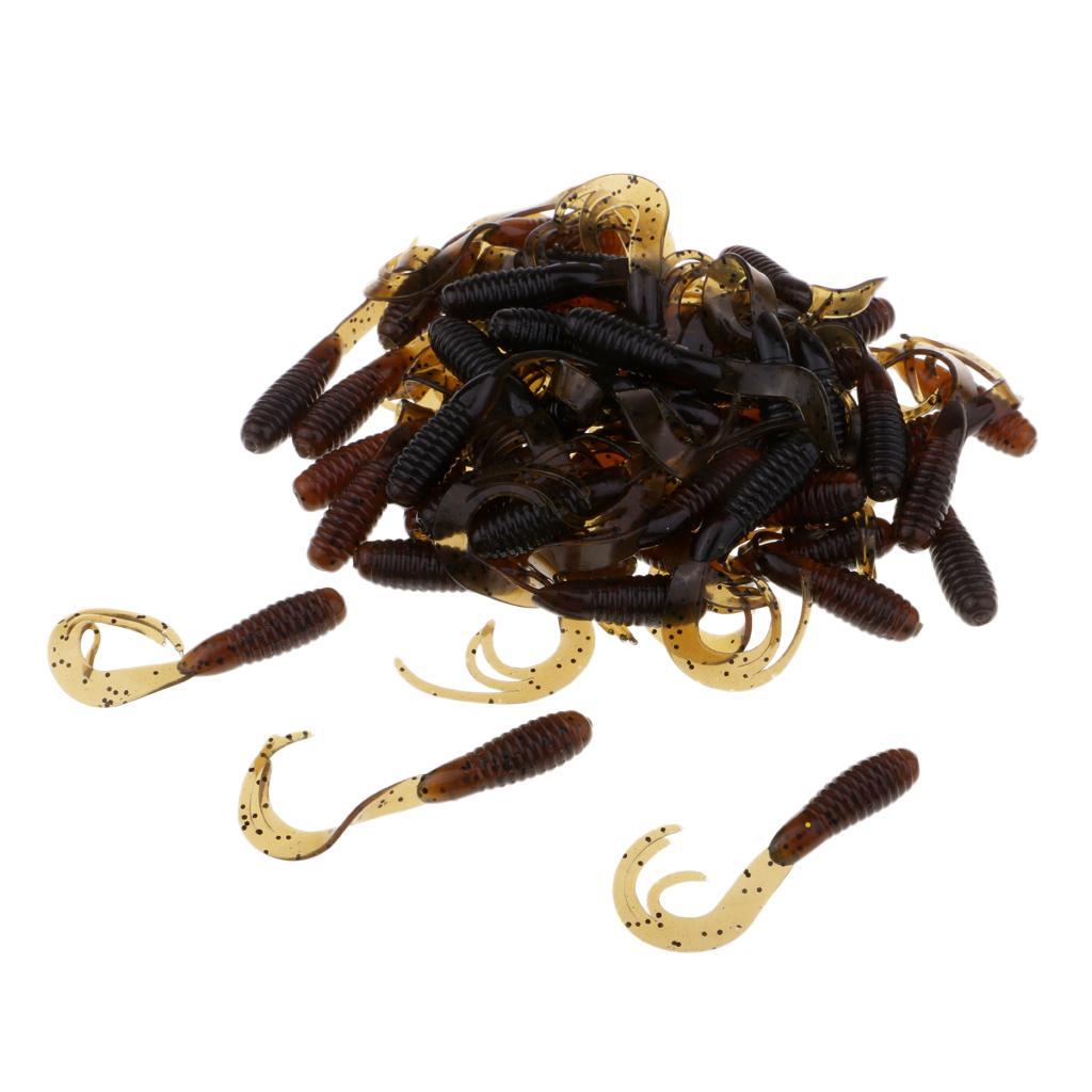 50pcs Soft Fishing Lure Grum Worms Jelly Lure Jig Head Bait Made of durable soft plastic
