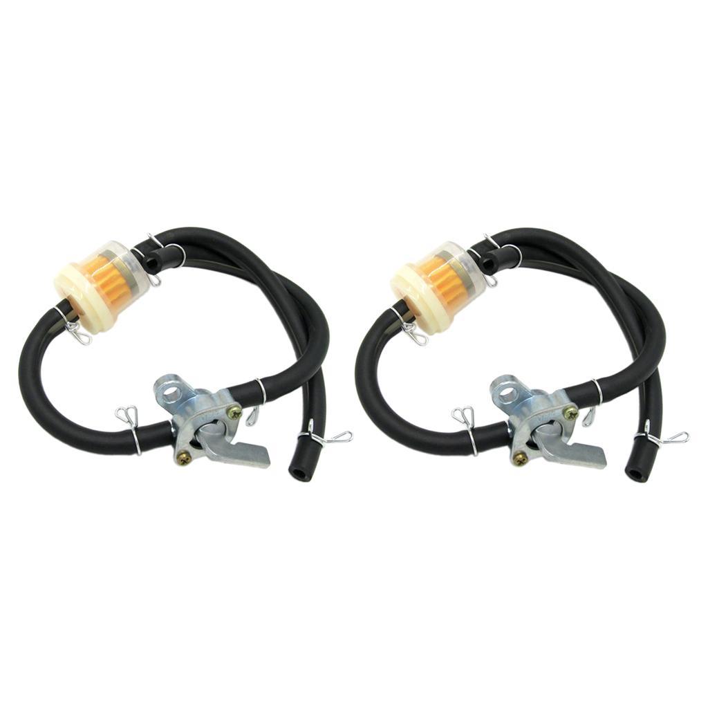 Motorcycle Scooter Gas in-Line Fuel Filter & Fuel Hose & Valve Switch 2x