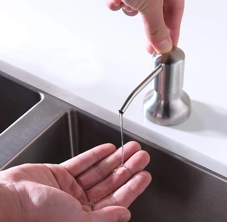 Bộ Vòi Xịt Nước Rửa Chén Inox 304 Gắn Vào Bồn Rửa Chén Có Dây Nối Dài 120cm Tới Chai Nước Rửa Chén Lớn Tiện Lợi