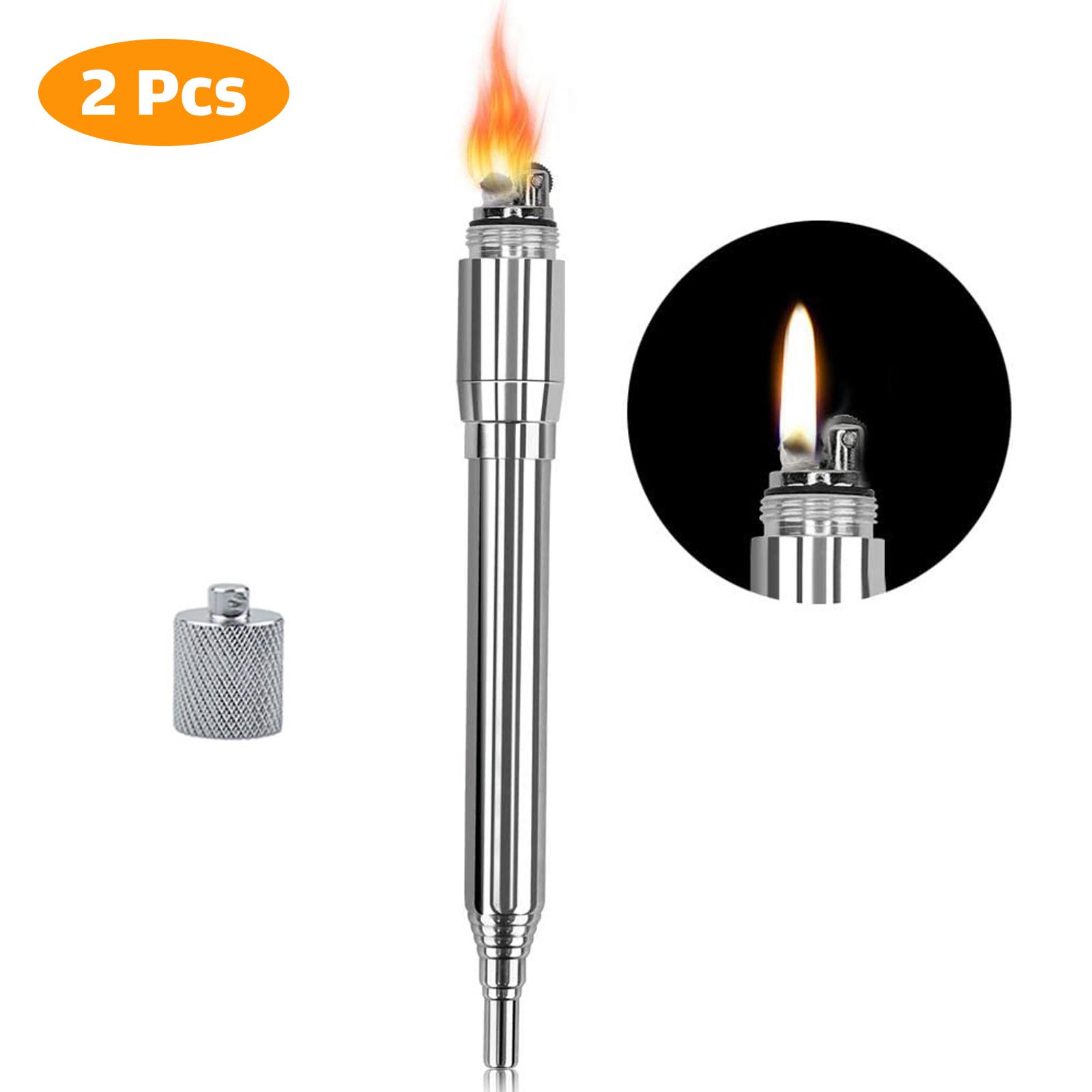 2 Cái dụng cụ sinh tồn ống thổi lửa và bật lửa 2 trong 1 bằng thép không gỉ
