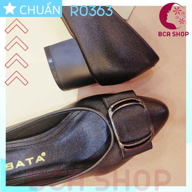 Hình ảnh Giày cao gót nữ màu đen 4p RO363 ROSATA tại BCASHOP bít mũi nhấn nơ kim loại vuông, kiểu dáng công sở thanh lịch
