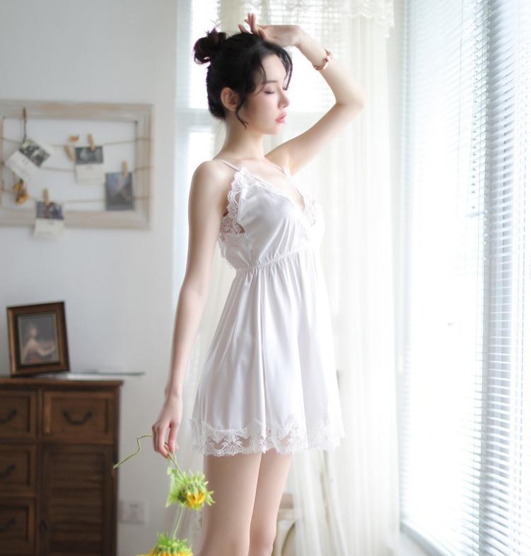 Váy ngủ sexy phi lụa 2 dây đơn giản sang trọng
