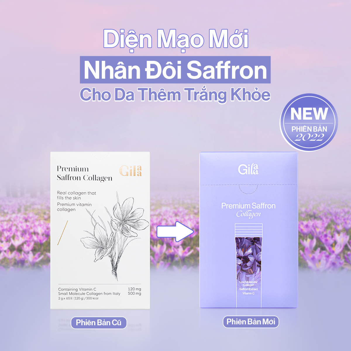 Bột Uống Collagen Cao Cấp Kết Hợp Saffron - (60 gói x 2g)