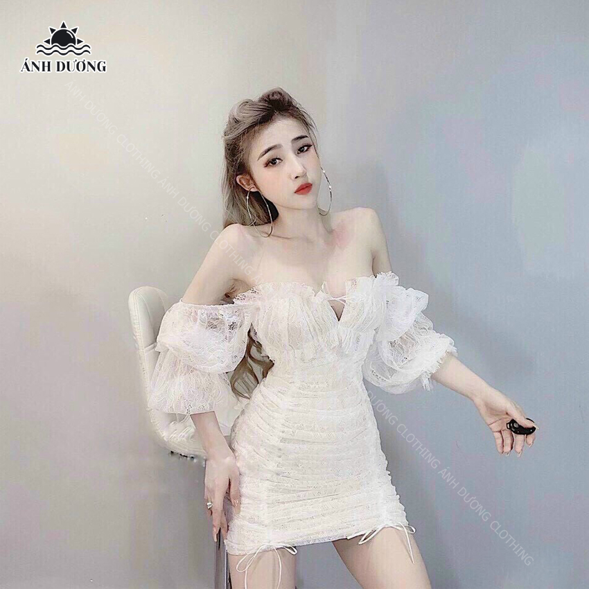 Đầm body sexy ren nhún 2 lớp có lót 2021