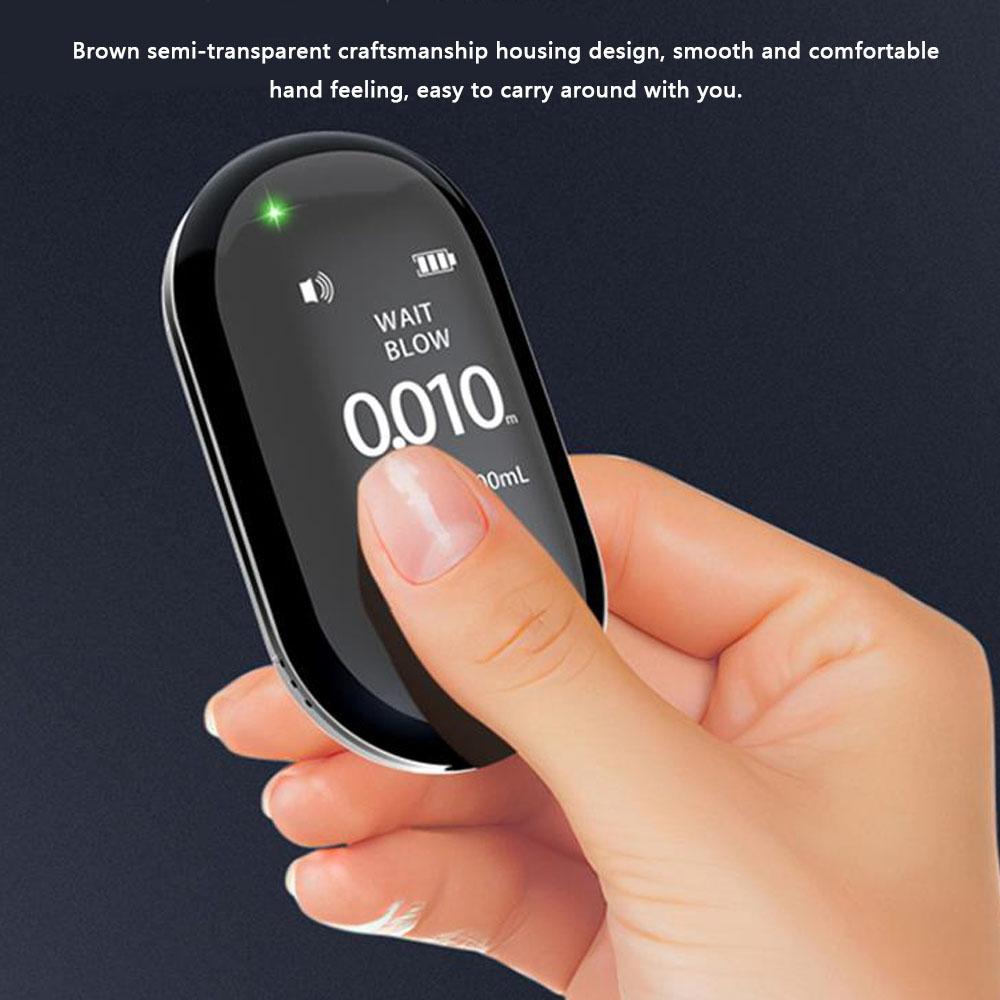 Mini Portable Alcohols Detector Non-Contacting Breath Blow Tester Quick Response TFT Display Screen High-Sensitive Electronic Breathalyzer with 3-Color Indicator Light