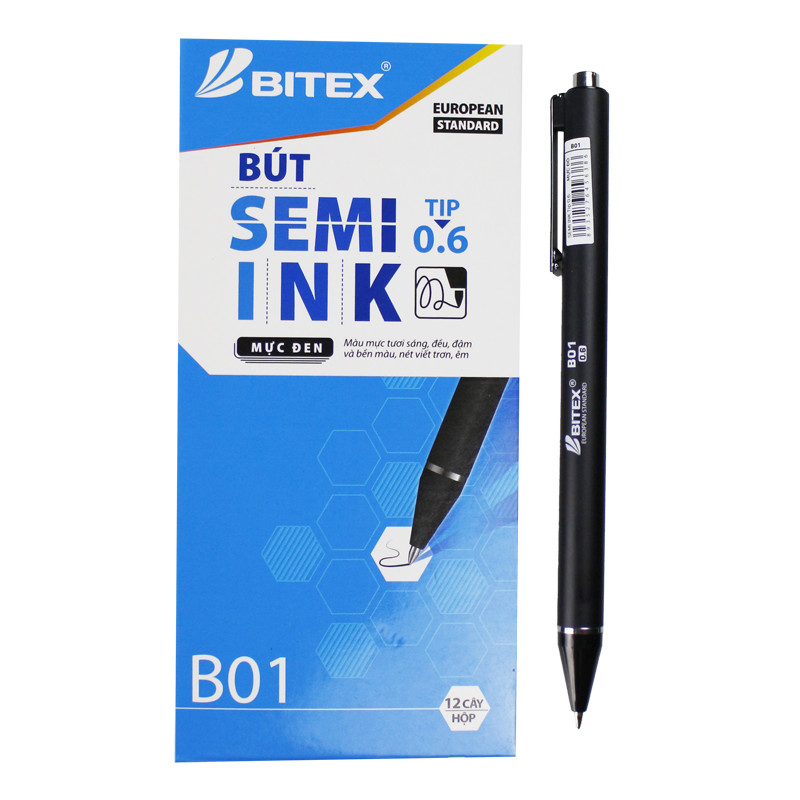 Combo 6 Bút bi Bitex semi ink B-B01 (0.6mm)