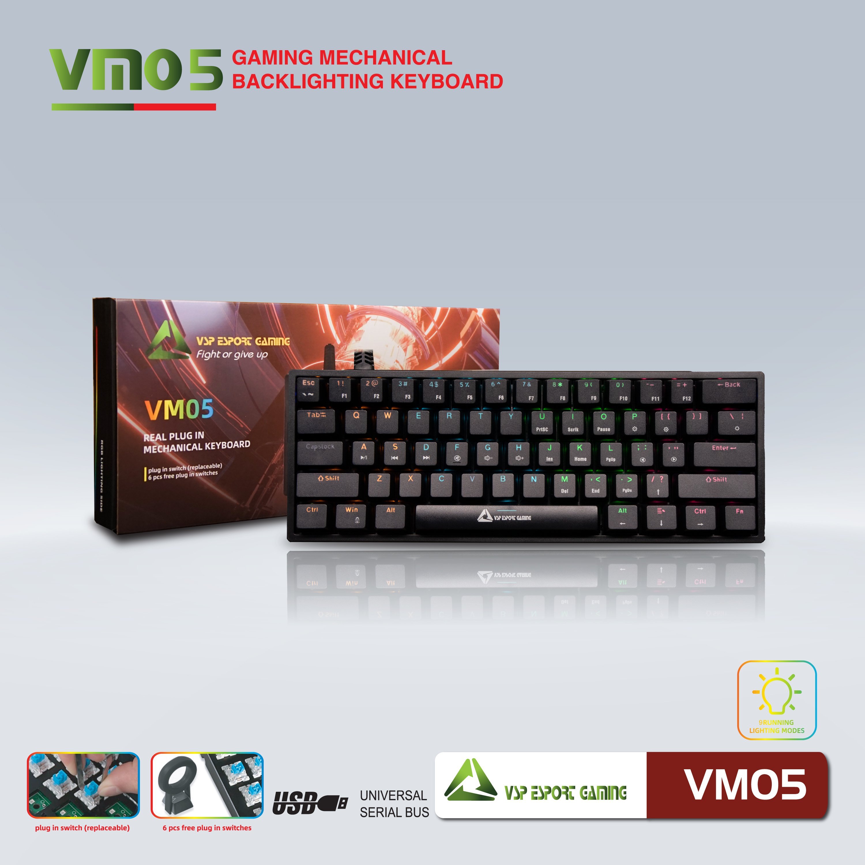 Bàn phím VSP eSport Gaming VM05 - JL - Hàng Chính Hãng