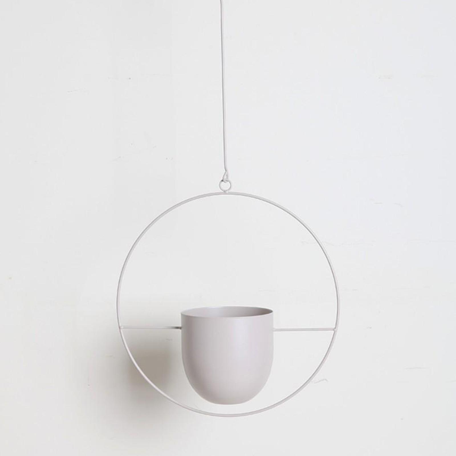 Metal Hanging Planter Pot Indoor Outdoor Flower Pot Plant Holder White Round