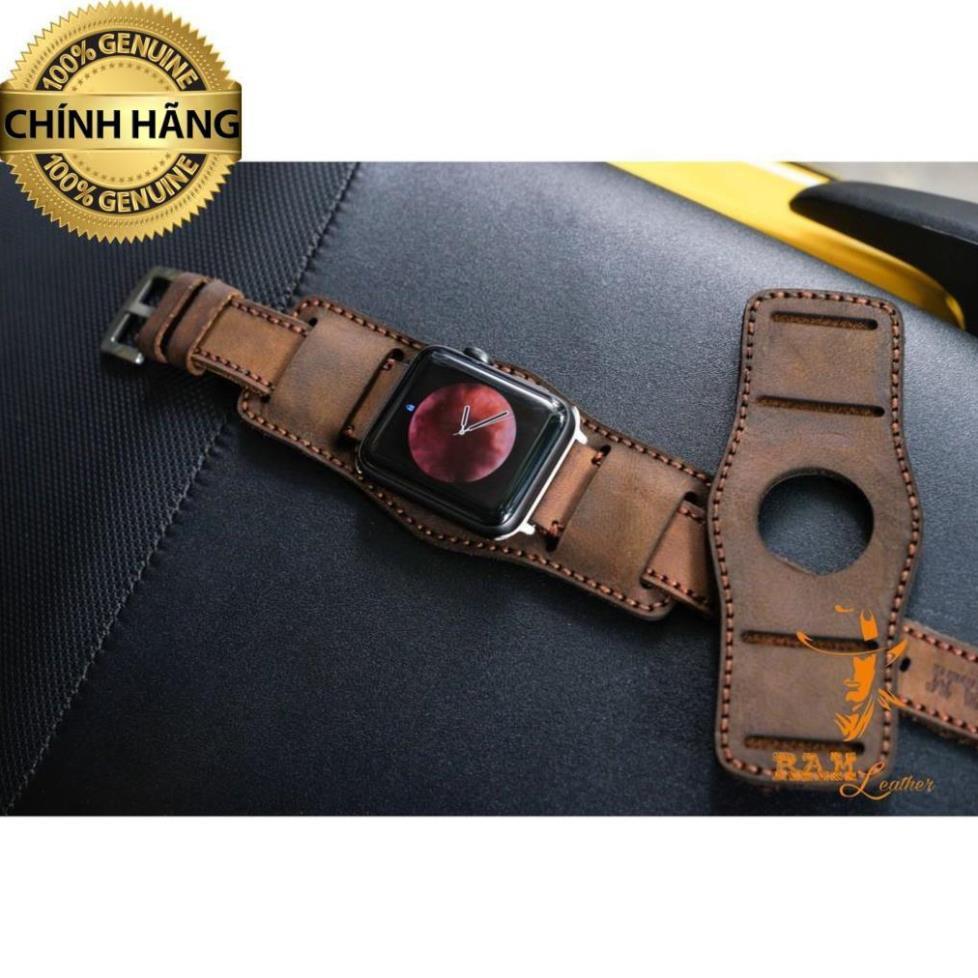 DÂY DA BÒ NÂU ĐẤT KÈM BUNDSTRAP B2 DÀNH CHO APPLE WATCH - CHỐNG MỒ HÔI - HÀNG CHÍNH HÃNG