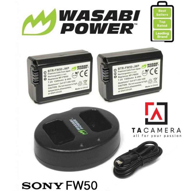 Pin - Sạc Đôi Wasabi Cổng USB Cho Sony FW50 1300mAh - Hàng Chính Hãng