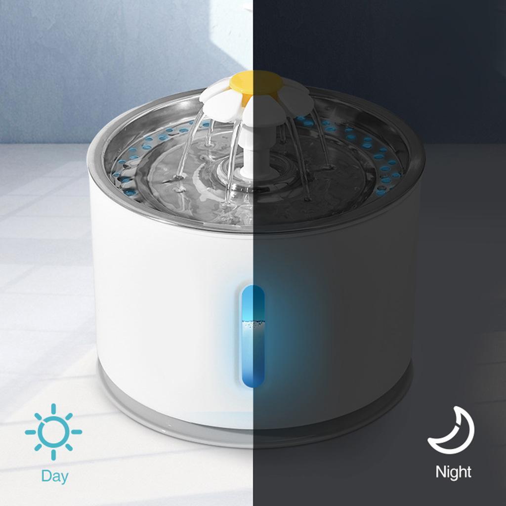 2.4L Pets Water Fountain Stainless Steel USB Drinking Bowl Cat Dog
