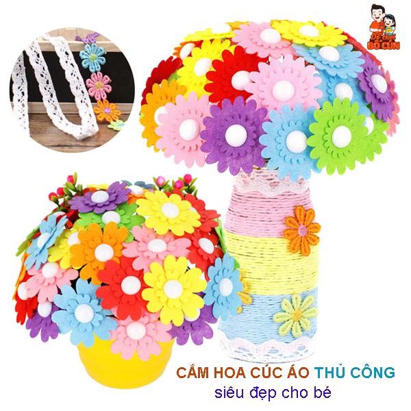 Lọ hoa cúc áo thủ công siêu đẹp cho bé, D I Y KIT thủ công